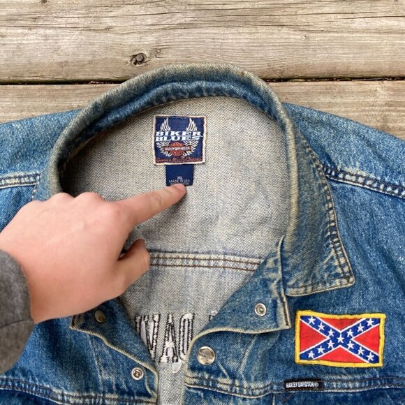 Vintage 1971 Embroidered Harley Davidson Biker Blues Denim Jacket XL Blue - Picture 5 of 9